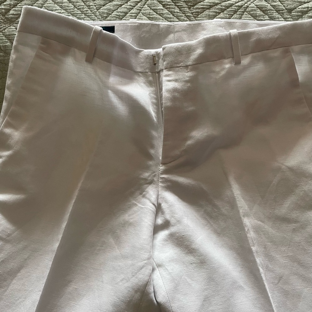 Perry Ellis White Linen Blend Trousers